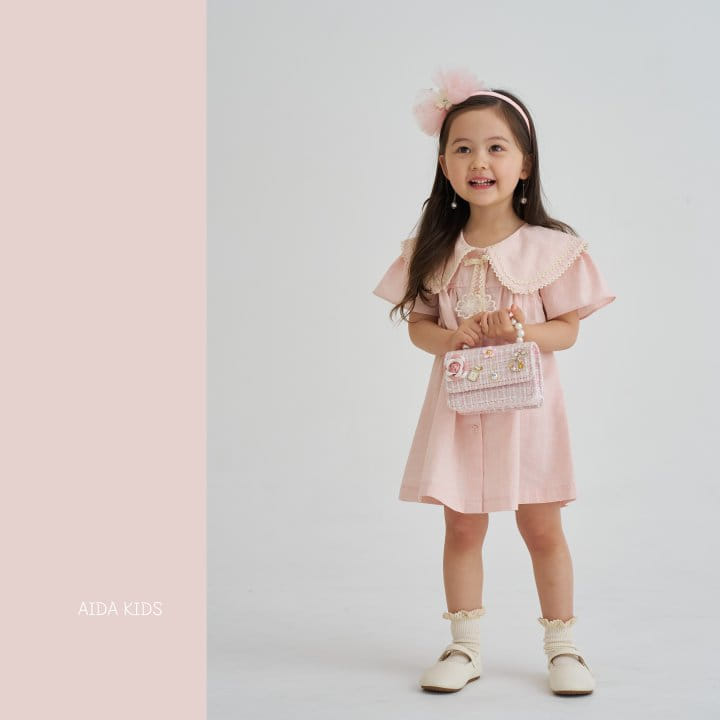 Aida - Korean Children Fashion - #discoveringself - Pink Sarah Bubble  One-Piece - 4