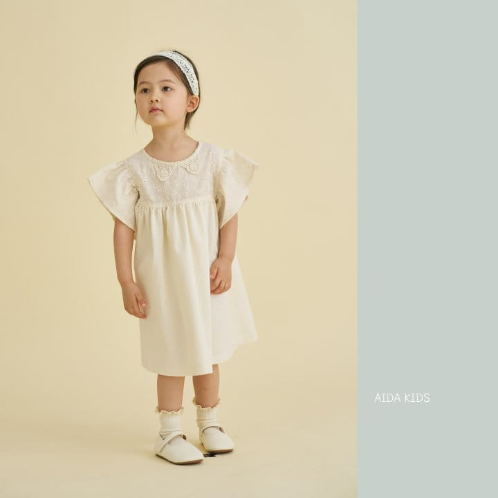 Aida - Korean Children Fashion - #fashionkids - Mini Embroidery Collar One-Piece - 3