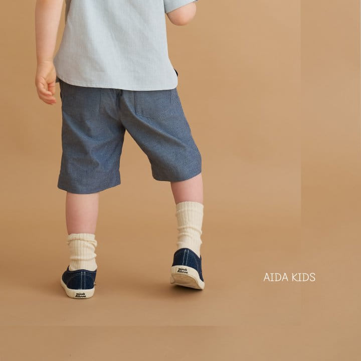 Aida - Korean Children Fashion - #kidsshorts - Denim Mid-length shorts - 6