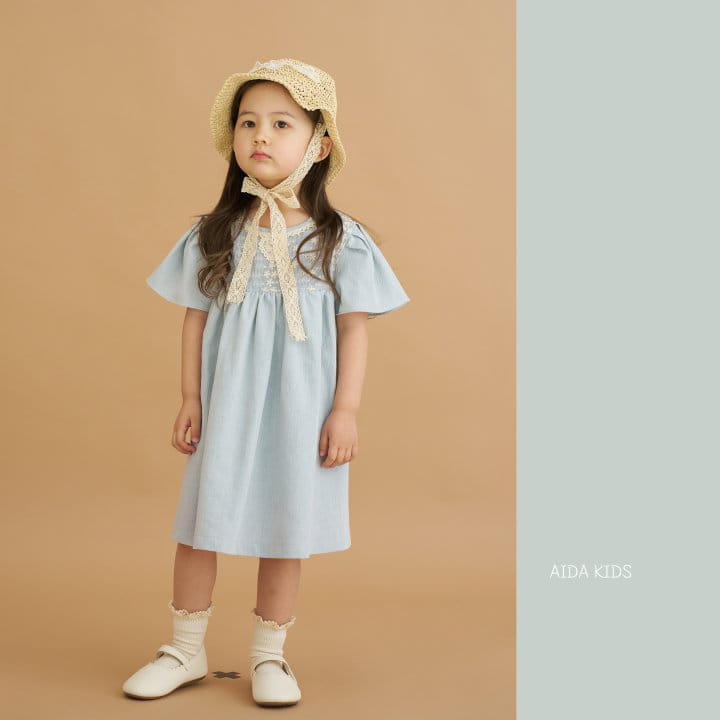 Aida - Korean Children Fashion - #kidsshorts - Denim Embroidery One-Piece - 4