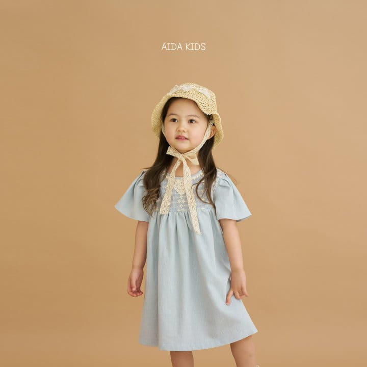 Aida - Korean Children Fashion - #kidzfashiontrend - Denim Embroidery One-Piece - 5