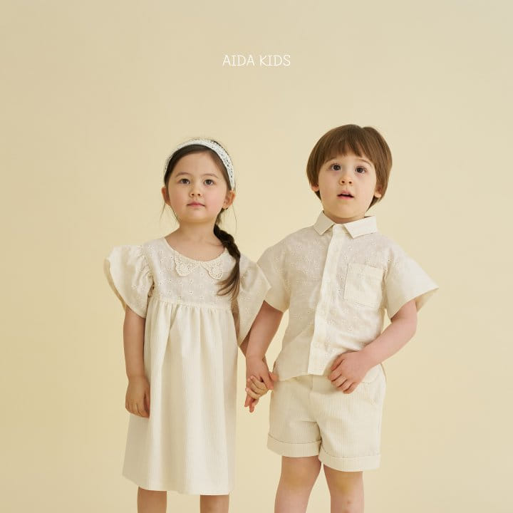 Aida - Korean Children Fashion - #magicofchildhood - Mini Embroidery Collar One-Piece - 9