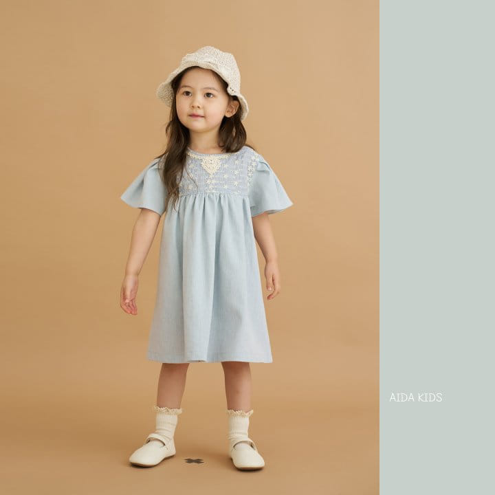 Aida - Korean Children Fashion - #magicofchildhood - Denim Embroidery One-Piece - 8