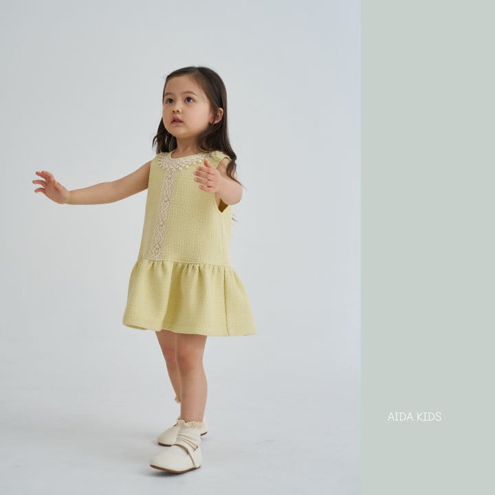 Aida - Korean Children Fashion - #magicofchildhood - Lemon Tweed One-Piece