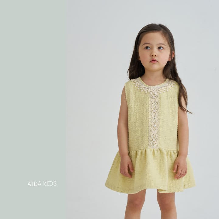 Aida - Korean Children Fashion - #minifashionista - Lemon Tweed One-Piece - 2