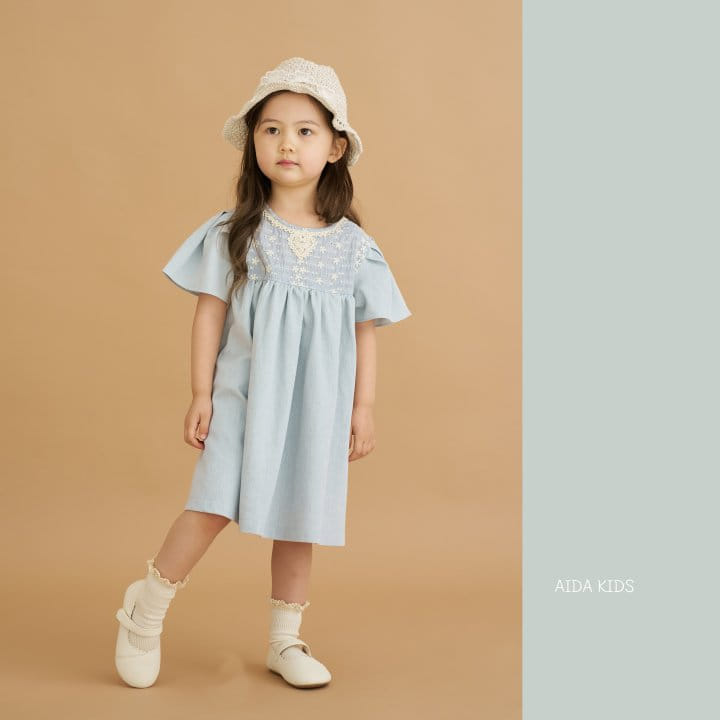 Aida - Korean Children Fashion - #prettylittlegirls - Denim Embroidery One-Piece - 10