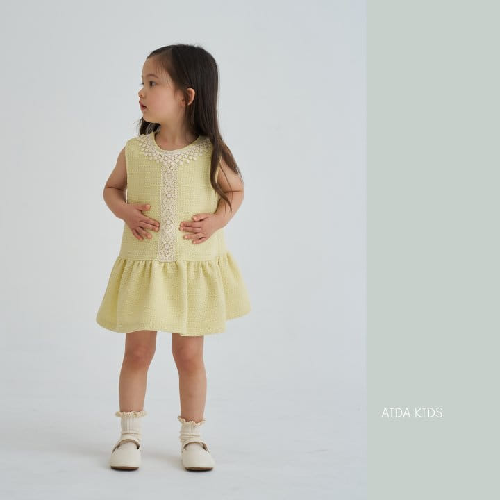 Aida - Korean Children Fashion - #prettylittlegirls - Lemon Tweed One-Piece - 3