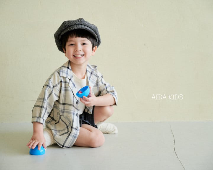 Aida - Korean Children Fashion - #toddlerclothing - Check Cotton linen Jacket - 3