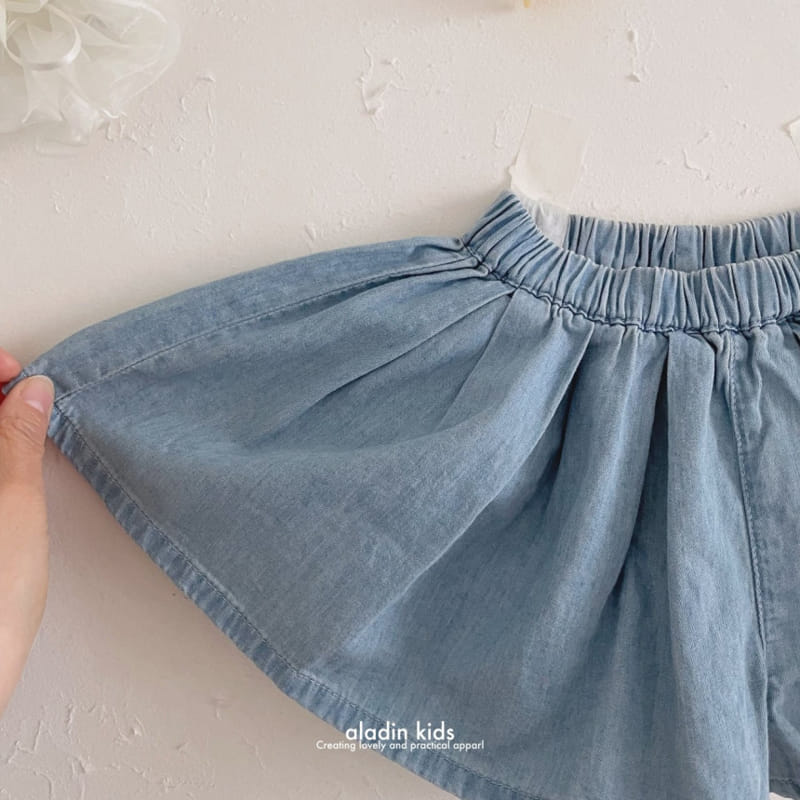 Aladin - Korean Children Fashion - #childofig - Denim Wrinkle Skirt Pants - 6