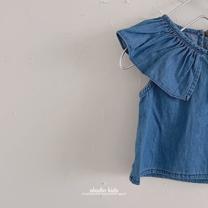 Aladin - Korean Children Fashion - #childrensboutique - Big Collar Denim Blouse - 6