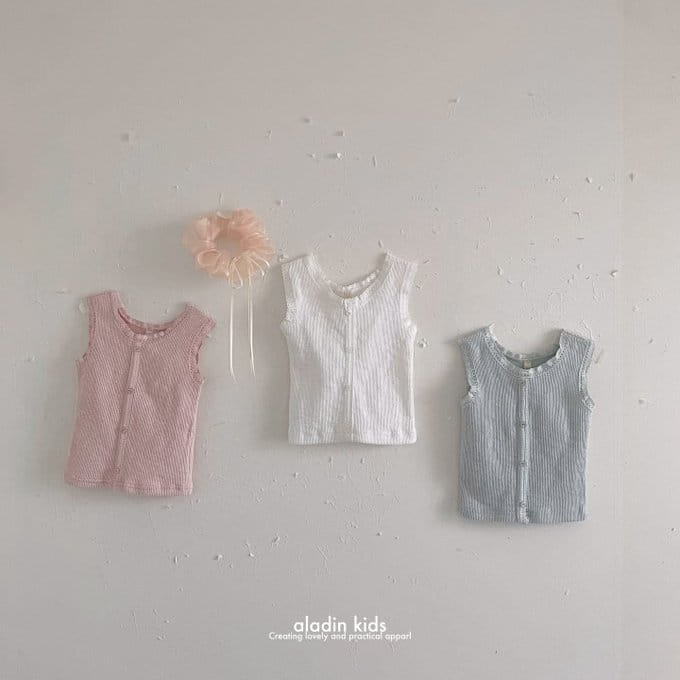 Aladin - Korean Children Fashion - #kidzfashiontrend - Lace Rib Sleeveless Tee