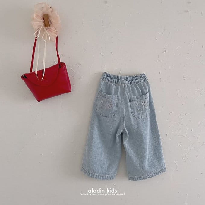 Aladin - Korean Children Fashion - #littlefashionista - Embroidery Denim Pants