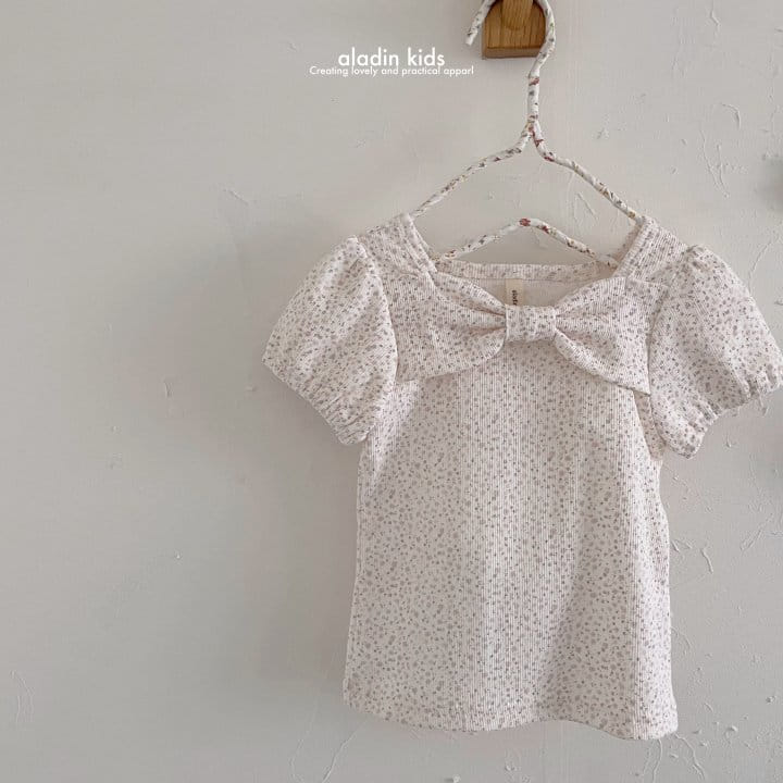 Aladin - Korean Children Fashion - #magicofchildhood - Ribbon Small Flower Puff Tee - 3