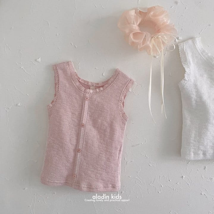 Aladin - Korean Children Fashion - #minifashionista - Lace Rib Sleeveless Tee - 5