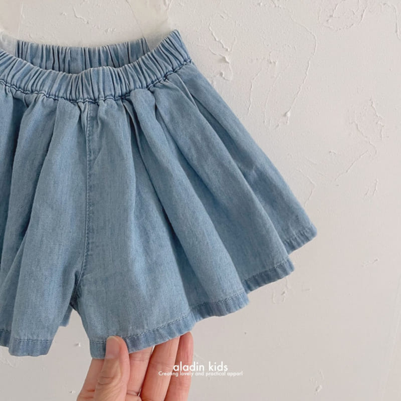 Aladin - Korean Children Fashion - #stylishchildhood - Denim Wrinkle Skirt Pants - 5