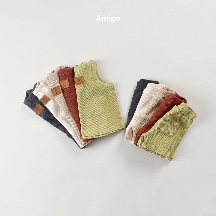 Amigo - Korean Children Fashion - #childofig - Waffle Sleeveless Tee - 7