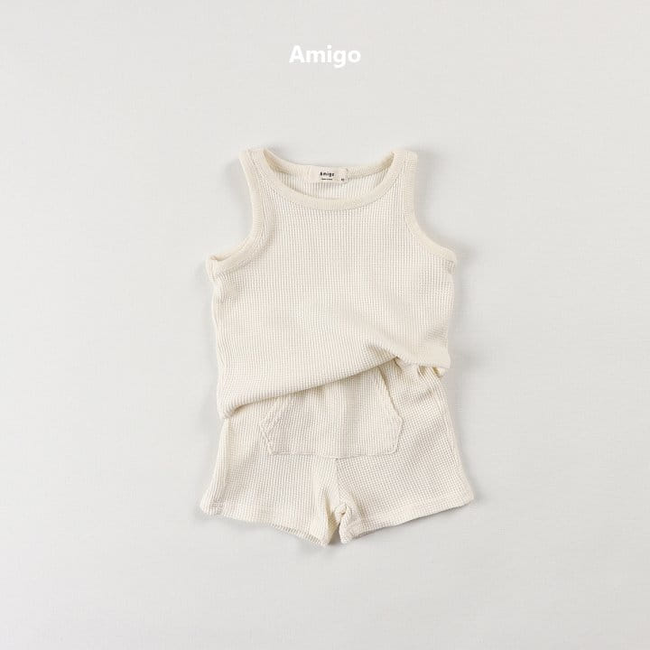 Amigo - Korean Children Fashion - #designkidswear - Waffle Sleeveless Tee - 10