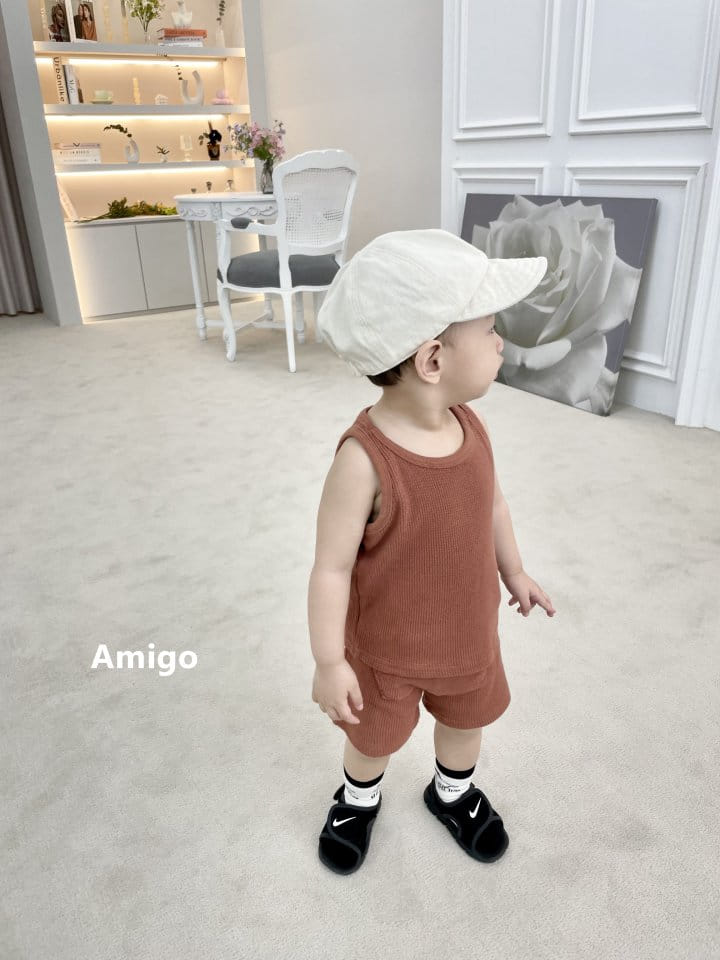 Amigo - Korean Children Fashion - #discoveringself - Waffle Top Bottom Set