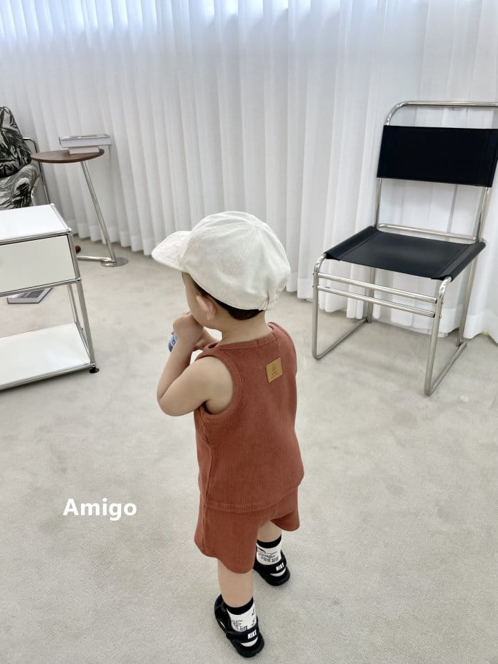 Amigo - Korean Children Fashion - #fashionkids - Waffle Top Bottom Set - 2