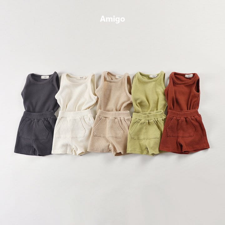 Amigo - Korean Children Fashion - #littlefashionista - Waffle Sleeveless Tee - 3