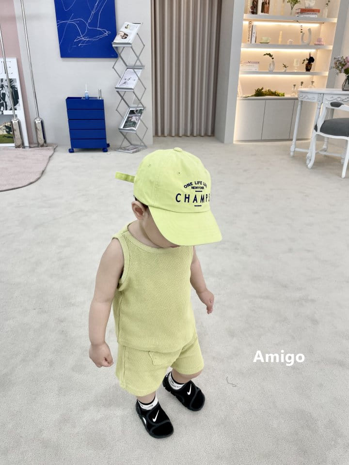 Amigo - Korean Children Fashion - #littlefashionista - Waffle Top Bottom Set - 7