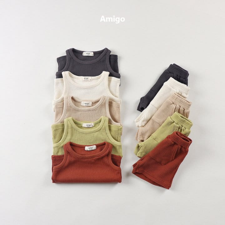 Amigo - Korean Children Fashion - #littlefashionista - Waffle Sleeveless Tee - 4