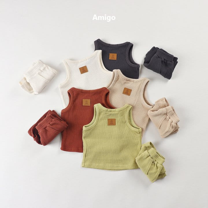 Amigo - Korean Children Fashion - #minifashionista - Waffle Sleeveless Tee - 5