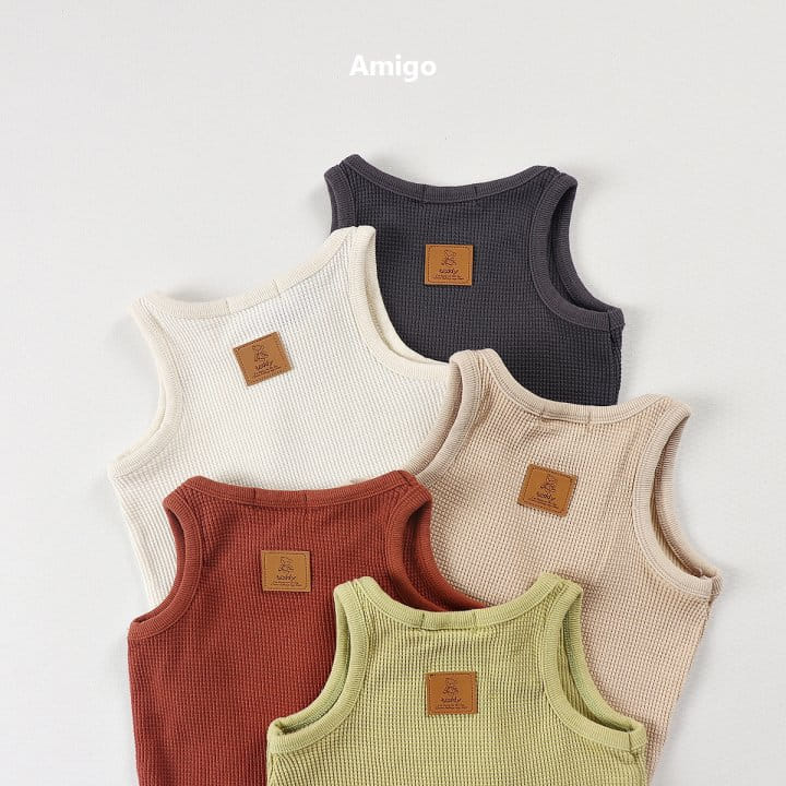 Amigo - Korean Children Fashion - #prettylittlegirls - Waffle Sleeveless Tee - 6