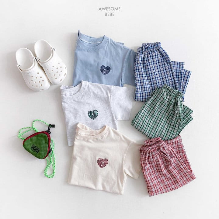 Awesome Bebe - Korean Children Fashion - #fashionkids - Awesome Check Top Bottom Set - 7