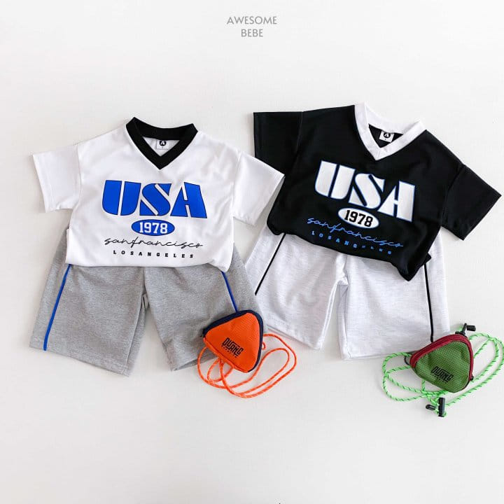 Awesome Bebe - Korean Children Fashion - #kidsshorts - USA Mesh Short Sleeve Tee