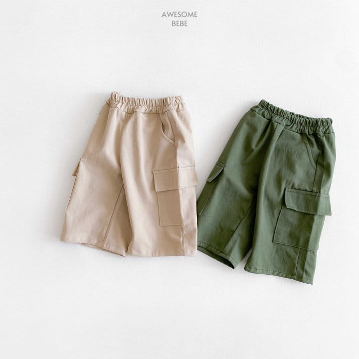 Awesome Bebe - Korean Children Fashion - #minifashionista - Wide Cargo Cropped Shorts