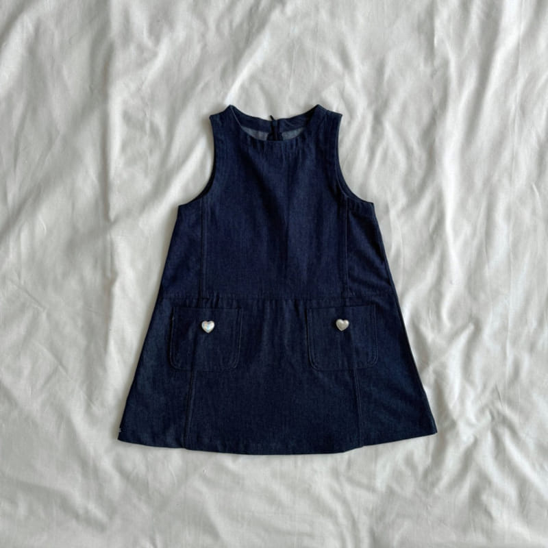 Bailey - Korean Children Fashion - #littlefashionista - Heart Denim One-Piece - 2