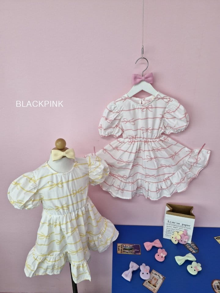 Black Pink - Korean Children Fashion - #childofig - Sindy Ribbon One-Piece - 3