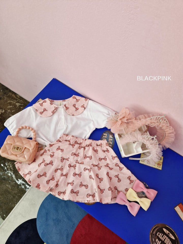 Black Pink - Korean Children Fashion - #childofig - Dot Ribbon Top Bottom Set - 6