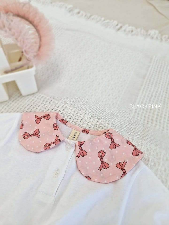 Black Pink - Korean Children Fashion - #childofig - Dot Ribbon Top Bottom Set - 7