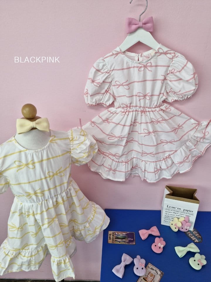 Black Pink - Korean Children Fashion - #childofig - Sindy Ribbon One-Piece - 4