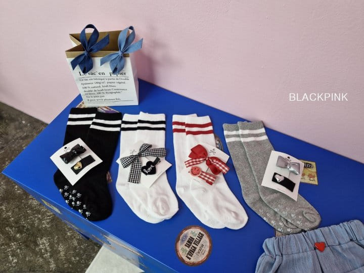 Black Pink - Korean Children Fashion - #discoveringself - Two Line Socks 4 type Set - 2