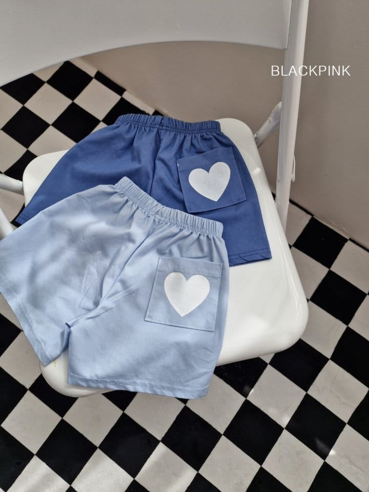 Black Pink - Korean Children Fashion - #fashionkids - Heart Denim Shorts