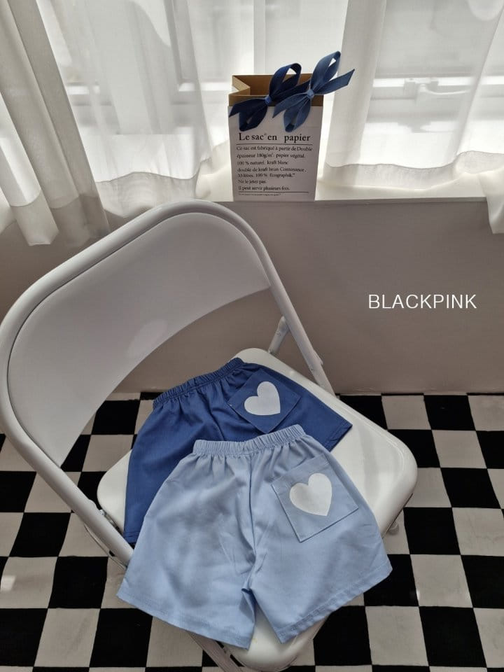 Black Pink - Korean Children Fashion - #kidsshorts - Heart Denim Shorts - 2