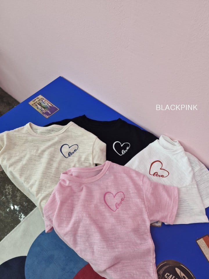 Black Pink - Korean Children Fashion - #kidsstore - Heart Slub Tee - 3