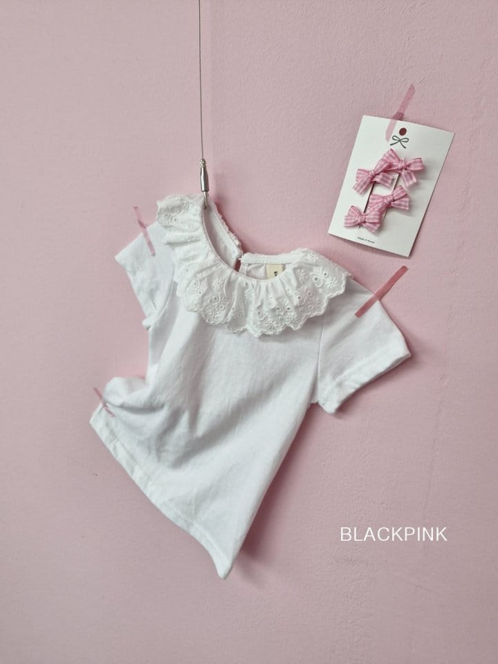 Black Pink - Korean Children Fashion - #kidzfashiontrend - Loty Lace Frill Tee