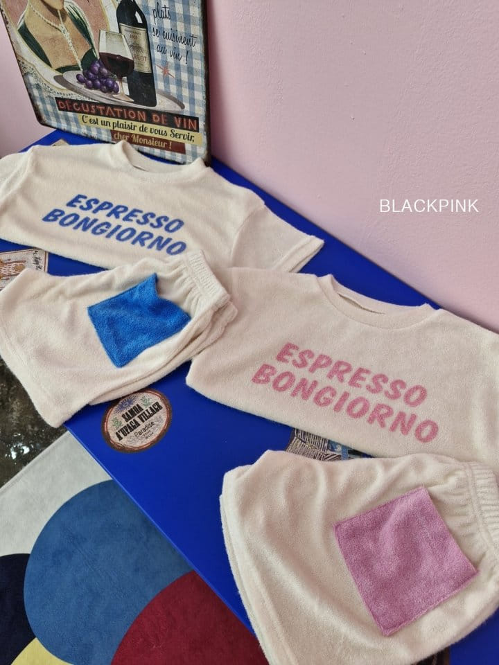 Black Pink - Korean Children Fashion - #littlefashionista - Espresso Terry Top Bottom Set