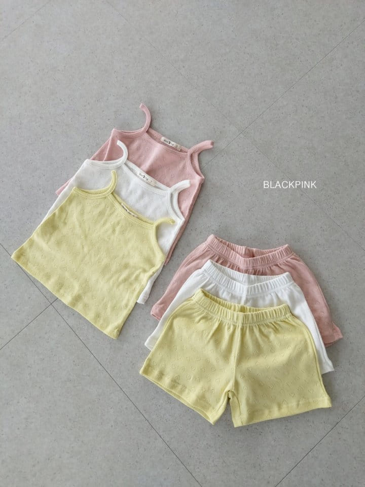 Black Pink - Korean Children Fashion - #littlefashionista - Lovely String Sleeveless Top Bottom Set