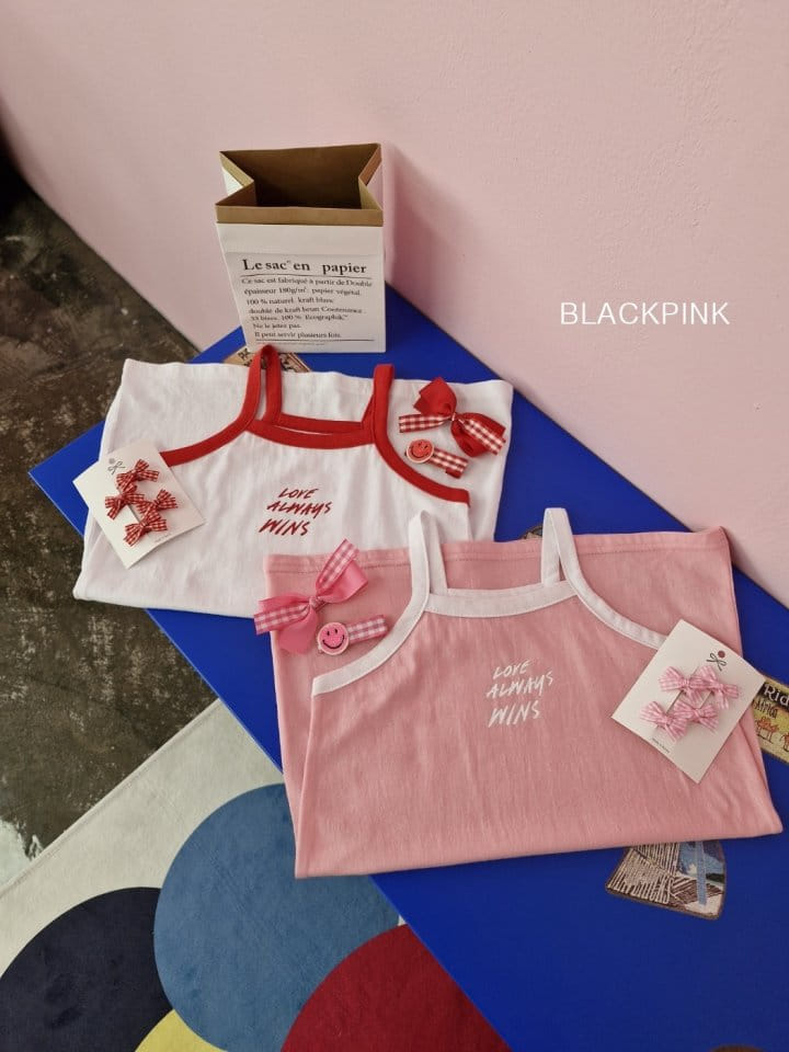 Black Pink - Korean Children Fashion - #littlefashionista - Love String Sleeveless One-Piece - 3