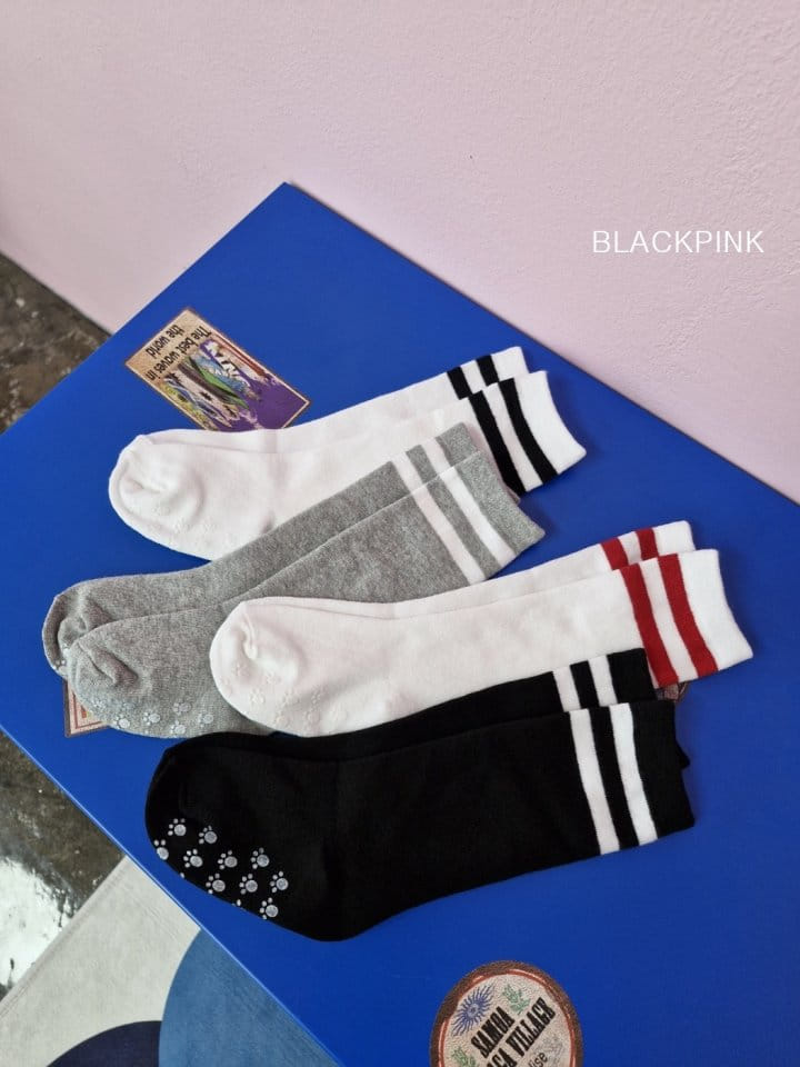 Black Pink - Korean Children Fashion - #littlefashionista - Two Line Socks 4 type Set - 8