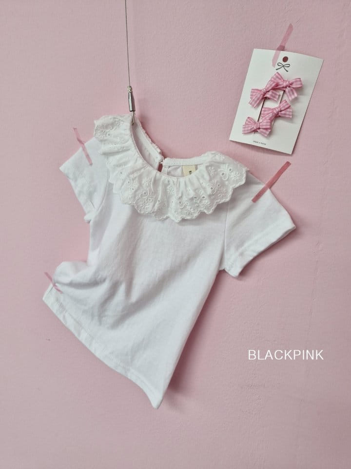 Black Pink - Korean Children Fashion - #littlefashionista - Loty Lace Frill Tee - 3