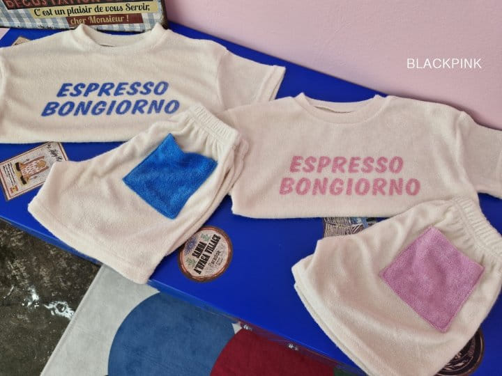 Black Pink - Korean Children Fashion - #magicofchildhood - Espresso Terry Top Bottom Set - 2