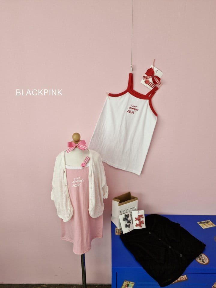 Black Pink - Korean Children Fashion - #littlefashionista - Love String Sleeveless One-Piece - 4