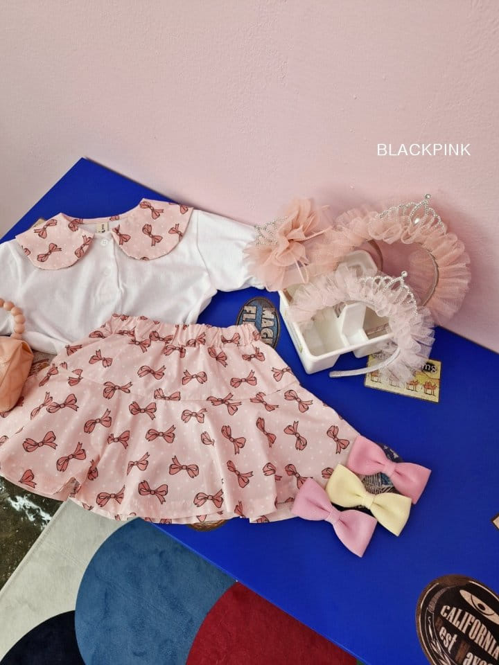 Black Pink - Korean Children Fashion - #magicofchildhood - Dot Ribbon Top Bottom Set - 3