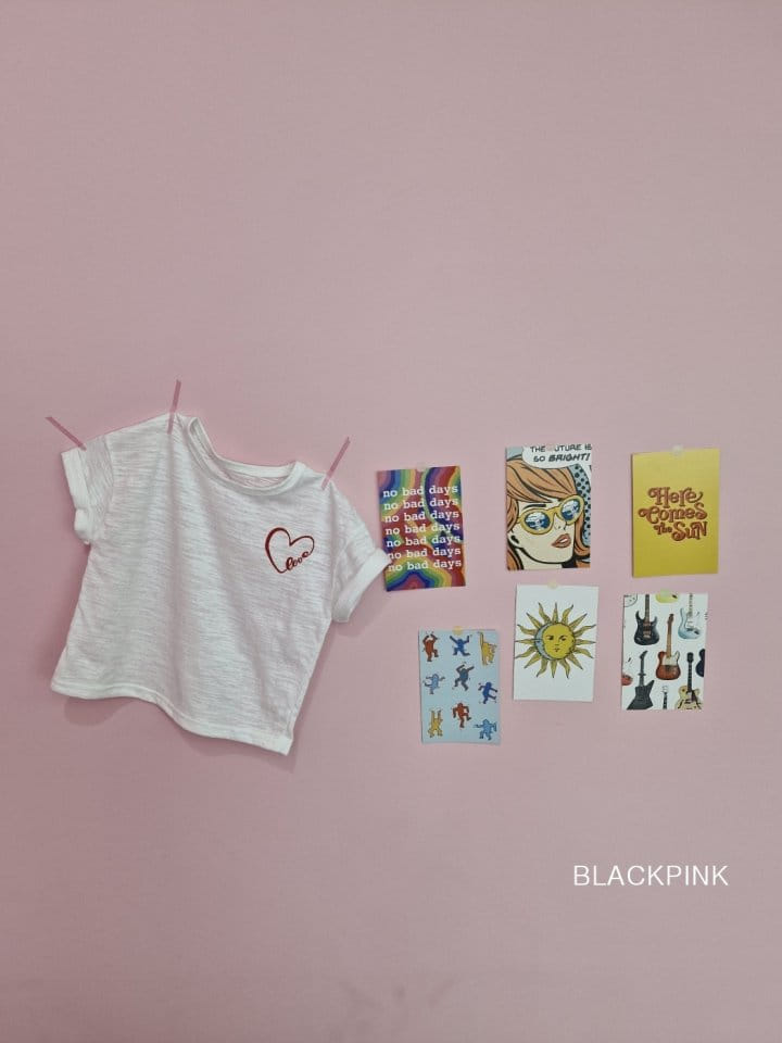 Black Pink - Korean Children Fashion - #minifashionista - Heart Slub Tee - 8